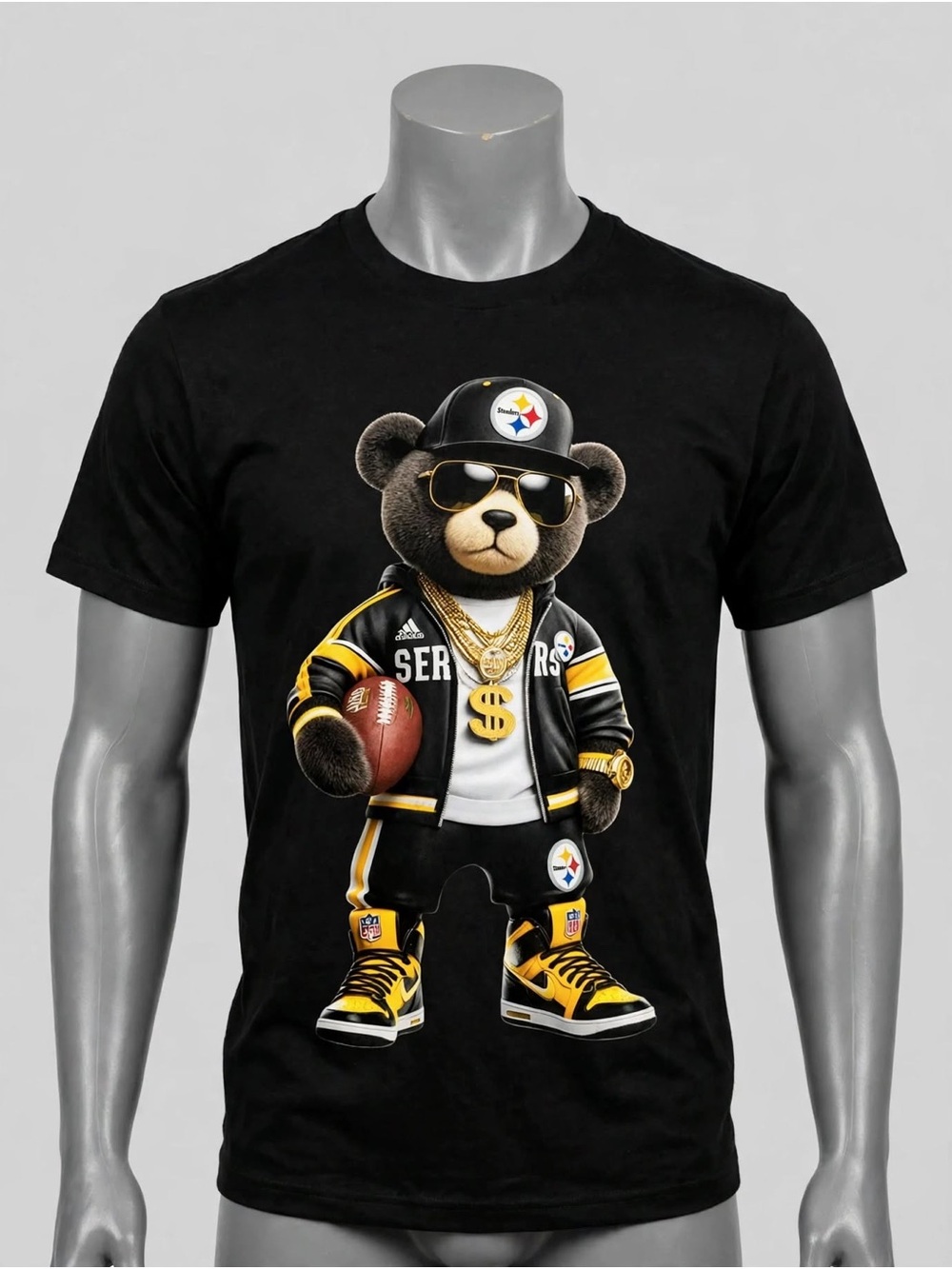 Steelers  Black Graphic Teddy Football Tee
